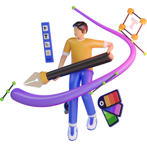 Graphic design concept with creative elements, tools, and vibrant visuals, showcasing KEGNOKEY's expertise in delivering visually captivating designs.
